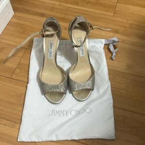 Jimmy Choo Glitter Ankle Strap Sandal Heels size 39